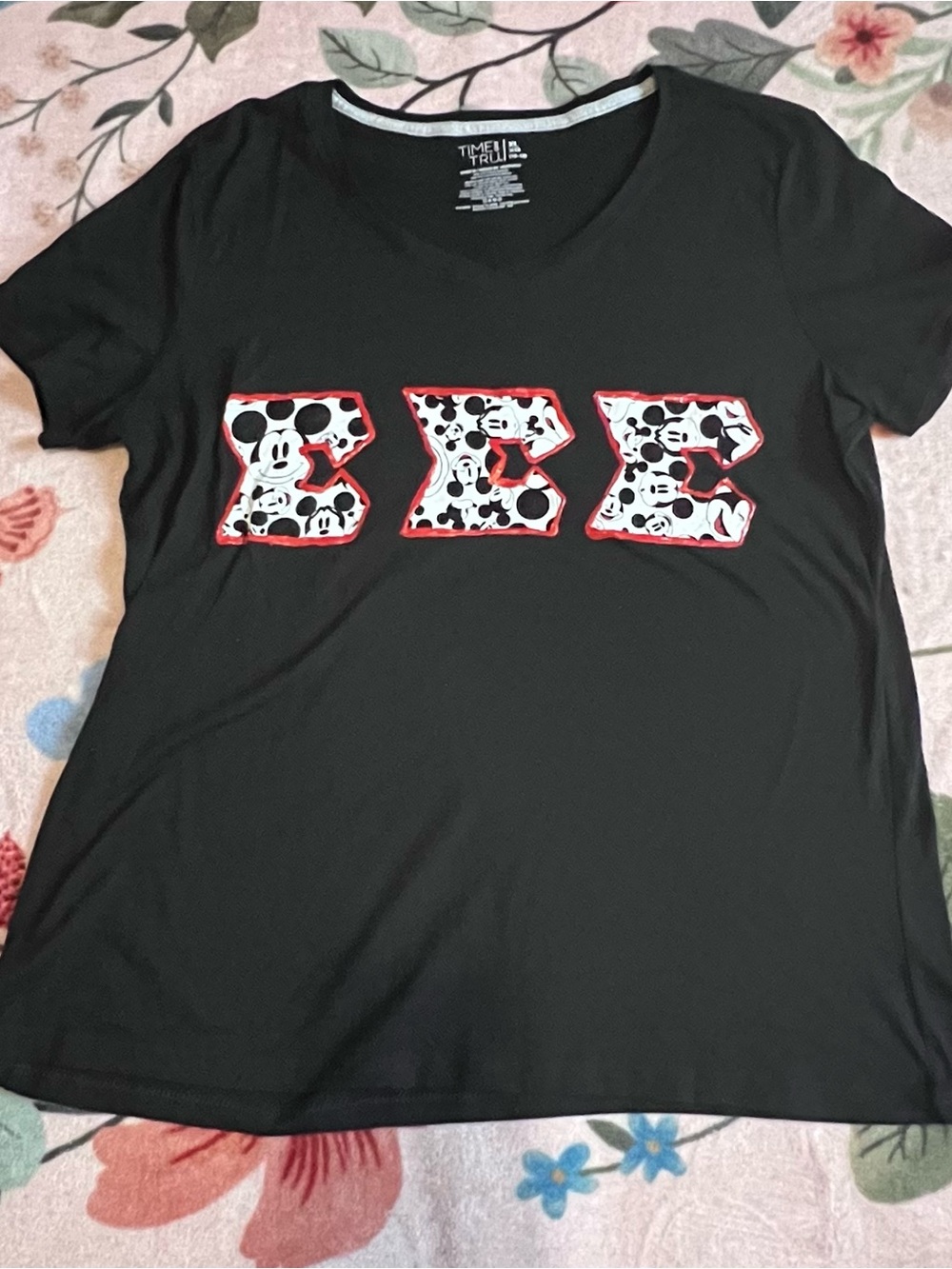 Black T-Shirt with Mickey Mouse Sigma Letters